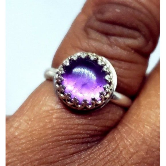 Sterling silver amethyst crystal ring gothic metalwork handmade jewelry - Picture 10 of 12